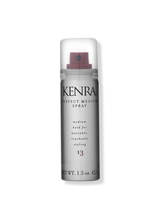 Kenra Perfect Medium Spray 13 50% | Provides Styling Control Without Stiffness | Medium Hold | Fast-Drying Formulation | High Shine Finish | All Hair Types | Travel 1.5 oz