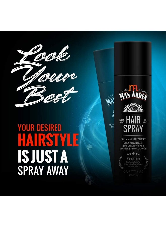 Man Arden Hair Spray - Strong Hold, Styling with Nourishment - Argan Oil and Bhringraj, 180 ml x Pack Of 2