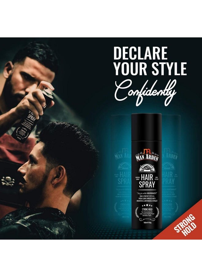 Man Arden Hair Spray - Strong Hold, Styling with Nourishment - Argan Oil and Bhringraj, 180 ml x Pack Of 2