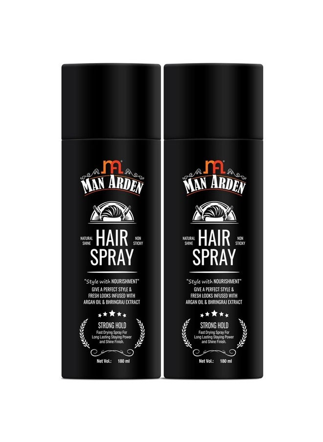 Man Arden Hair Spray - Strong Hold, Styling with Nourishment - Argan Oil and Bhringraj, 180 ml x Pack Of 2