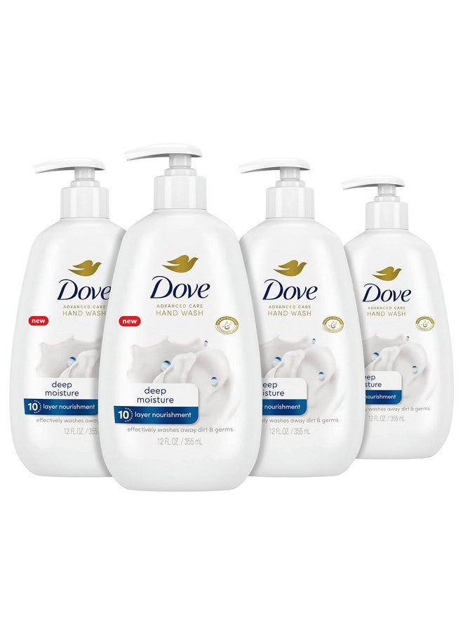 Dove Advanced Care Hand Wash Deep Moisture 4 Count for Soft, Smooth Skin, More Moisturizers than the Leading Ordinary Hand Soap, 12 oz