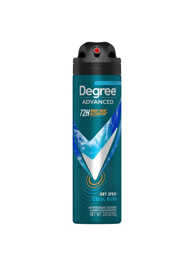 Degree Men Antiperspirant Deodorant Dry Spray Cool Rush 12 Count 72-Hour Sweat and Odor Protection Deodorant for Men With Body Heat Activated Technology 3.8 oz