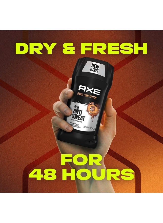 AXE Antiperspirant Stick For Men For Long Lasting Freshness Dark Temptation All Day Fresh Scent 48 Hour Anti Sweat Mens Deodorant 2.7oz 4 Count