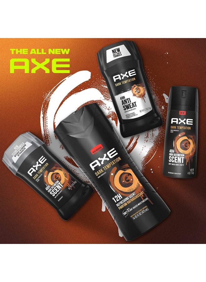 AXE Antiperspirant Stick For Men For Long Lasting Freshness Dark Temptation All Day Fresh Scent 48 Hour Anti Sweat Mens Deodorant 2.7oz 4 Count