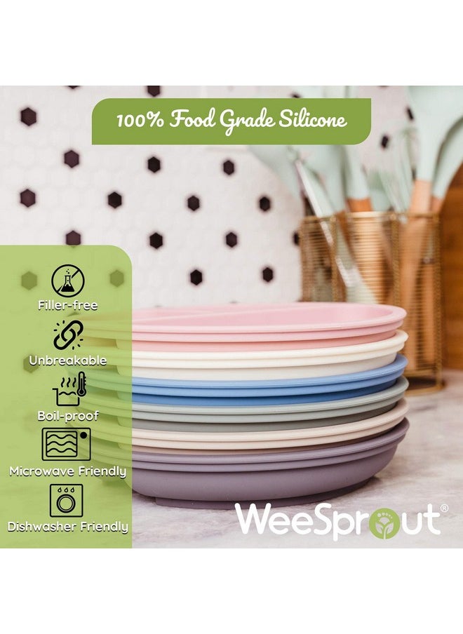 WeeSprout Suction Plates for Babies & Toddlers - 100% Silicone, Dinnerware Stays Put, Divided Design for Picky Eaters, Microwave & Dishwasher Friendly, 3 Pack