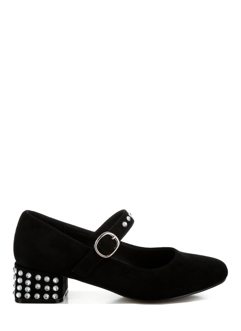 Studded Mary Jane Pumps in Black