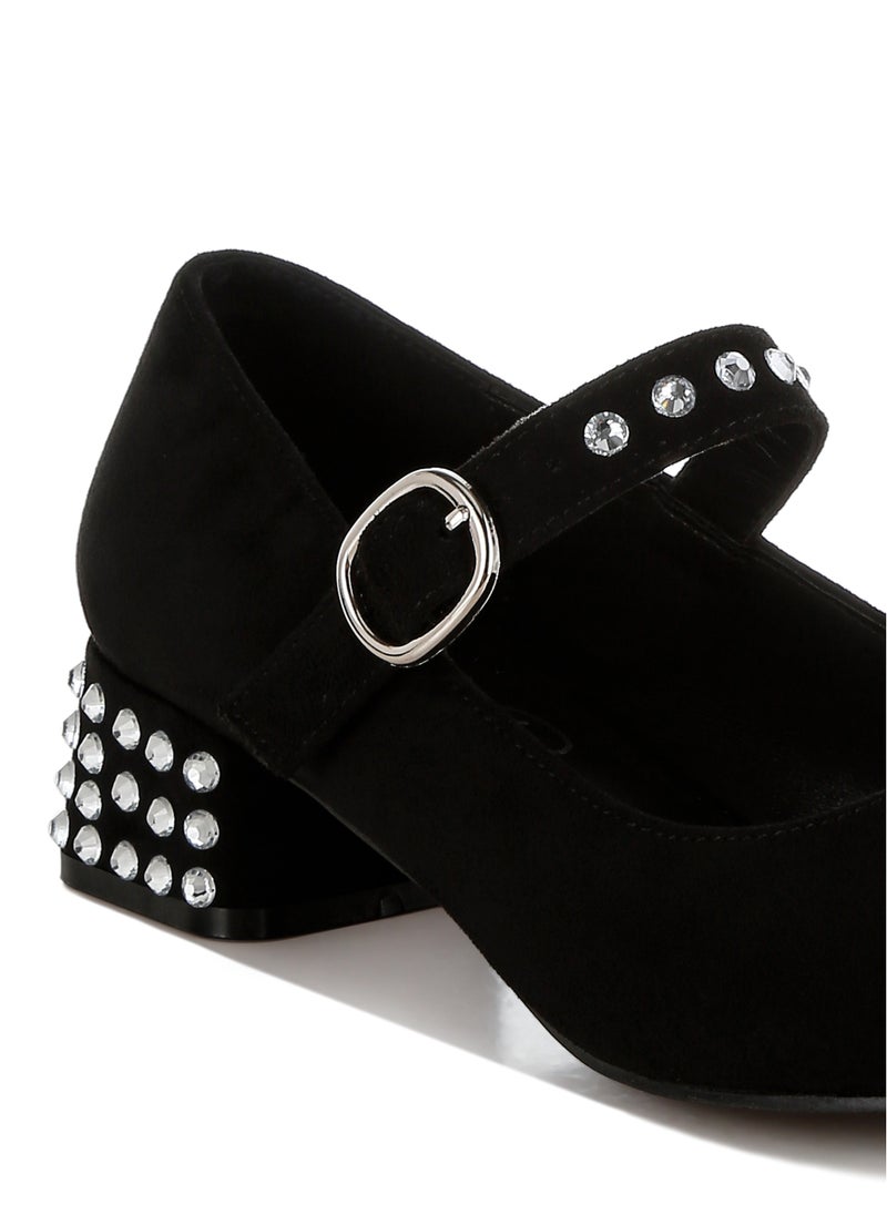 Studded Mary Jane Pumps in Black