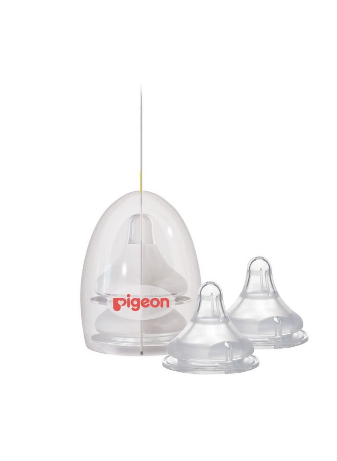 Pigeon Softtouch Peristaltic Plus Nipple SS,Round Hole,for 1+ Month Babies,Wide Neck,BPS Free,BPA Free,Pack of 2