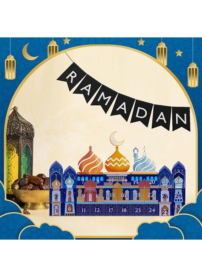 Ramadan Decorations,30 Day Ramadan Calendars for Crafts and Filling Children DIY Ramadan Gift Boxes Children Eid Mubarak Folding Boxes