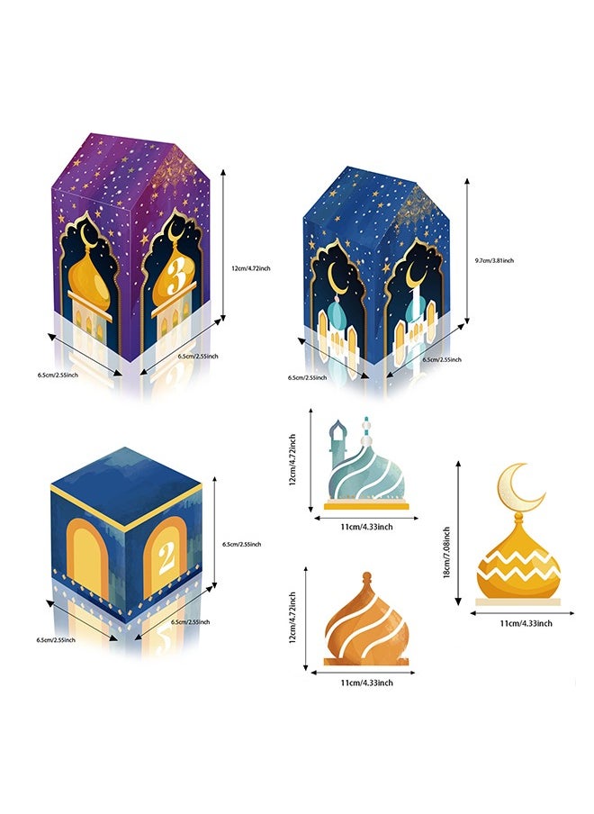 Ramadan Decorations,30 Day Ramadan Calendars for Crafts and Filling Children DIY Ramadan Gift Boxes Children Eid Mubarak Folding Boxes