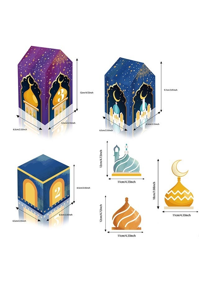 Ramadan Decorations,Ramadan Advent Calendar,30 Day Ramadan Calendars for Crafts and Filling Children DIY Ramadan Gift Boxes Children Eid Mubarak Folding Boxes