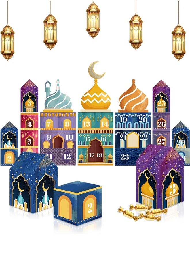 Ramadan Decorations,Ramadan Advent Calendar,30 Day Ramadan Calendars for Crafts and Filling Children DIY Ramadan Gift Boxes Children Eid Mubarak Folding Boxes