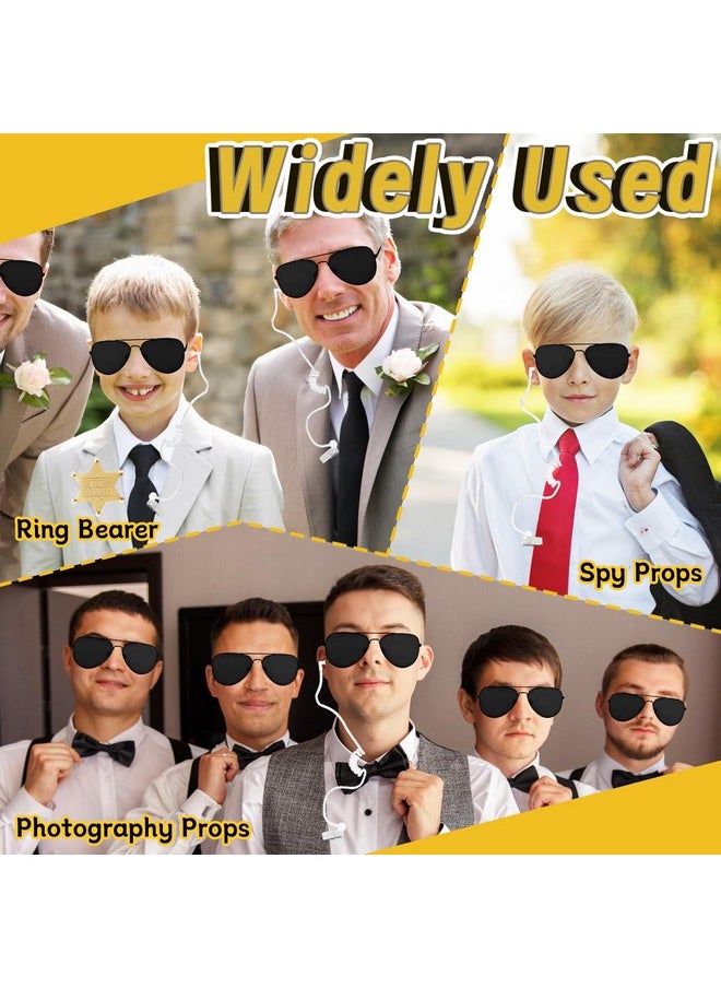 Ring Wedding Security Set,Spy Earpiece Ring Bearer Security,Sun Glasses Security Badge And Earpiece For Kids Police Playing Cosplay Accessory Toys