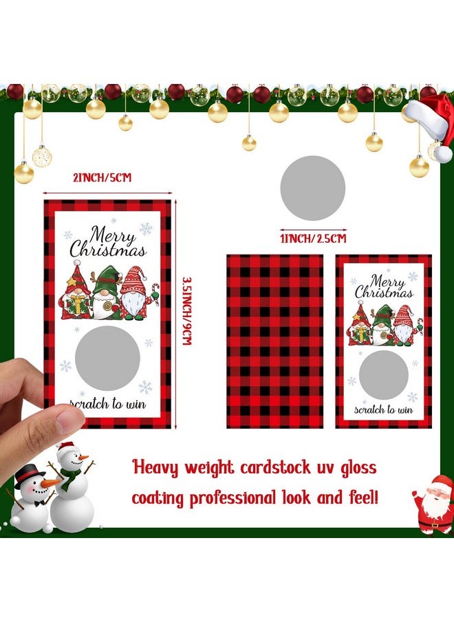 50 Pieces Christmas Scratch Off Cards Stickers Christmas Party Games Vouchers Festive Raffle Tickets Holiday Business Prize Drawings For Kids Adults Families Events Groups (Plaid)