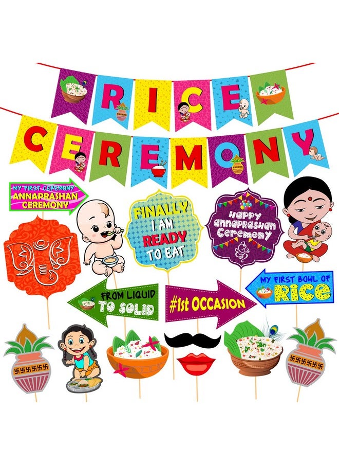 Party Propz Annaprashan Decoration Items - 17Pcs Rice Ceremony Decorations Items with Banner (Cardstock), Annaprashana Photo Booth Props | Annaprasana Decoration Items, Annaprasana Decoration Backdrop