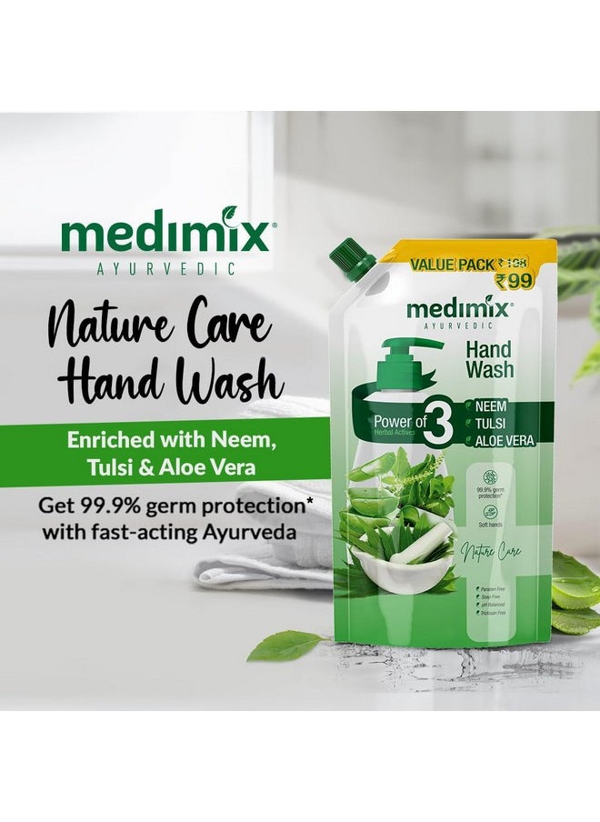 Medimix Ayurvedic Nature Care Hand Wash Refill With Neem, Tulsi & Aloe Vera For Soft & Odour-Free Hands 675ml | 99.9% Germ Protection | Shop Herbal | Natural | Soap-free | 100% Vegan