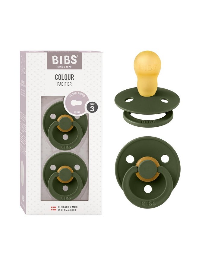 BIBS Pacifiers Colour Collection | Natural Rubber Baby Pacifier | Set of 2 BPA-Free Soothers | Made in Denmark | 18+ Months (Pack of 2) | Hunter Green