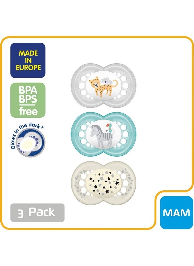 MAM Day & Night Silicone Orthodontic Pacifiers Set 6+, Pack of 3