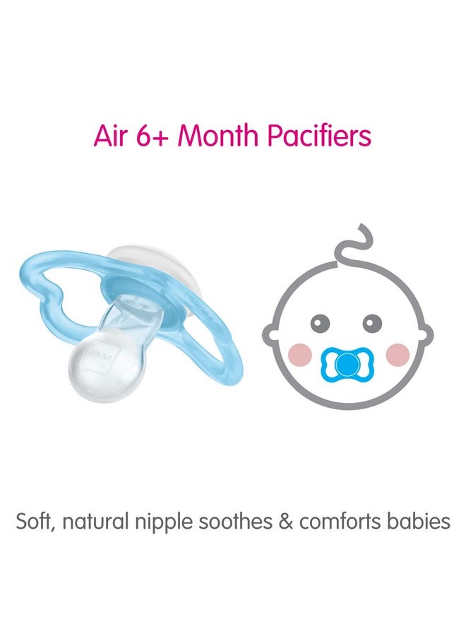 MAM Air Night & Day Baby Pacifier, for Sensitive Skin, Glows in The Dark, 3 Pack, 6-16 Months, Girl,3 Count (Pack of 1)