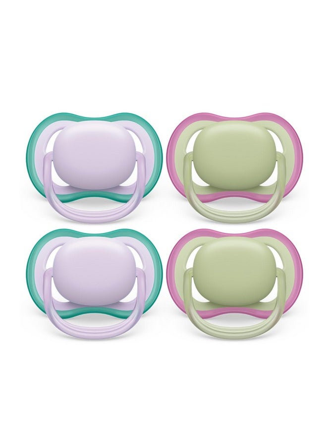 Philips Avent Ultra Air Pacifier - 4 x Light, Breathable Baby Pacifiers for Babies Aged 0-6 Months, BPA Free with Sterilizer Carry Case, SCF085/50