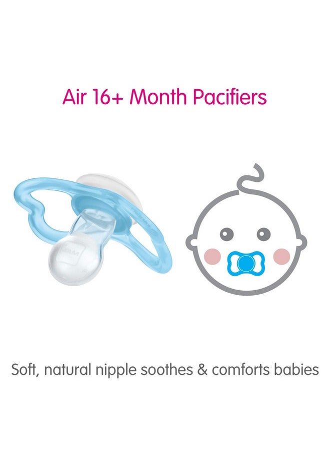 MAM Air Day & Night Baby Pacifier, for Sensitive Skin, Glows in The Dark, 3 Pack, 16+ Months, Boy,3 Count (Pack of 1)