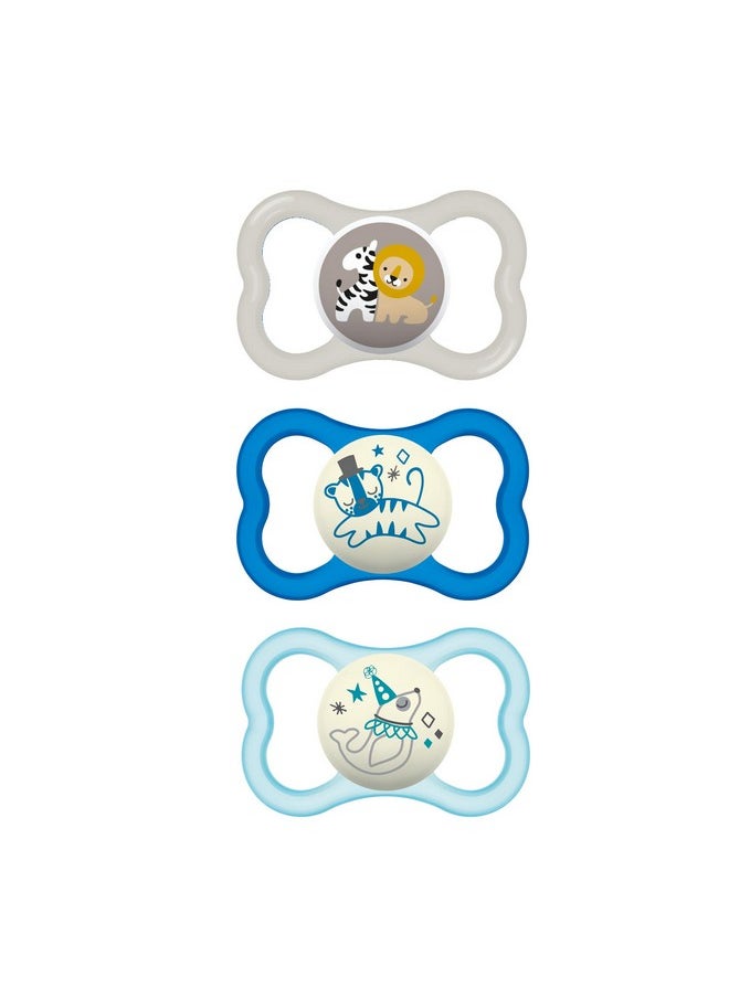 MAM Air Day & Night Baby Pacifier, for Sensitive Skin, Glows in The Dark, 3 Pack, 16+ Months, Boy,3 Count (Pack of 1)