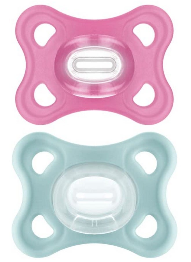 MAM Comfort Pacifiers, Newborn Pacifiers (2 Pack) 3-6 Months, Best Pacifier for Breastfed Babies, Girl Silicone