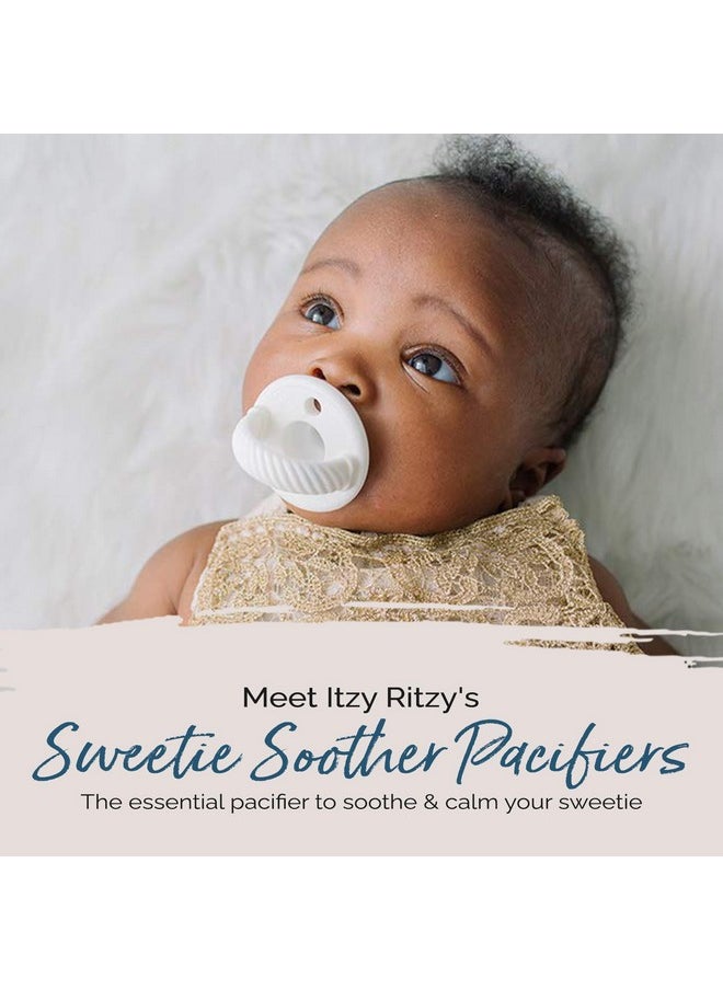 Itzy Ritzy Silicone Pacifiers for Newborn - Sweetie Soother Pacifiers Feature Collapsible Handle & Two Air Holes for Added Safety; For Ages Newborn and Up, Set of 2 in Mint & White