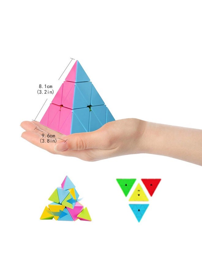 Stickerless Pyramid 3X3 Speed Triangle Pyraminx Cube Puzzle For 14 Years And Up, Teen