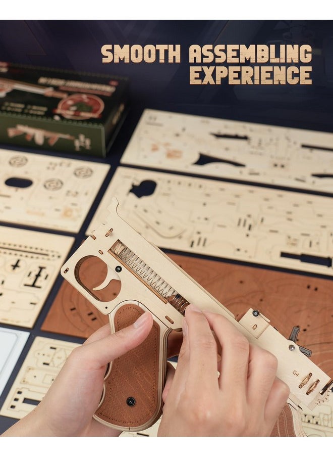 3D Wooden Puzzles For Adults-Rubber Band Toy Tommy Gun-Model Kits To Build For Adults-Wood Puzzles Adult-Hobbies For Men-Gift Idea For Christmas