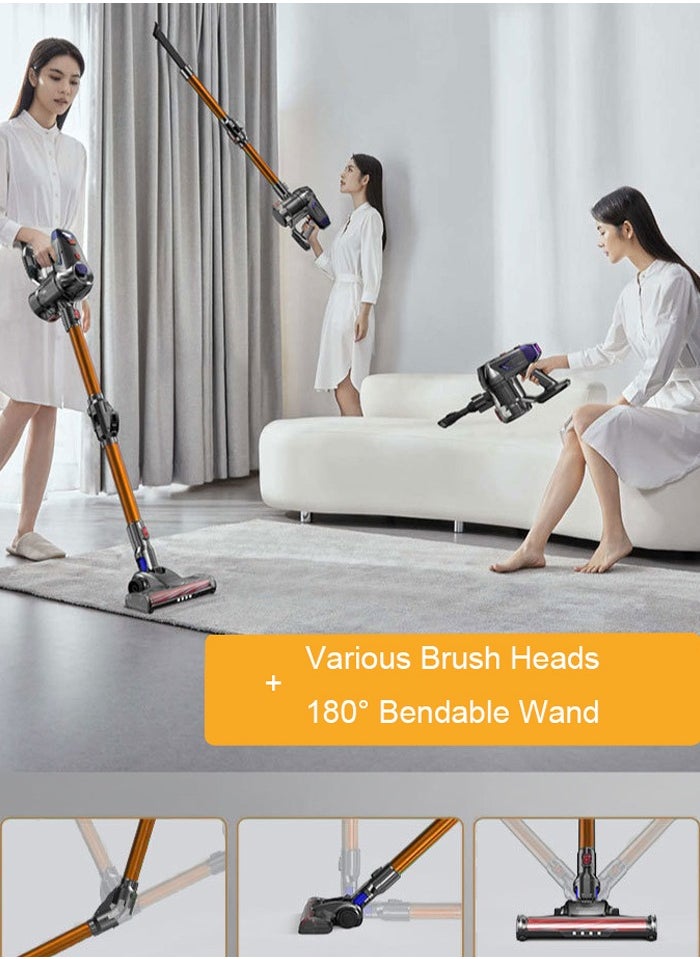 Cordless Vacuum Cleaner,6 in 1 Stick Vacuum with 180° Bendable Wand,Powerful LED Headlights, 9000pa/150W,Applicable to Hardwood Floor Carpet Pet Car Cleaning