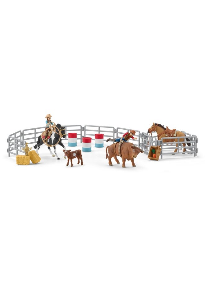 Schleich Rodeo Show 42-Piece Rodeo Toys Playset with Cowboy Toys and Cowgirl Toys with Barrel Racing, Western Riding and Calf-Roping Cow Toys