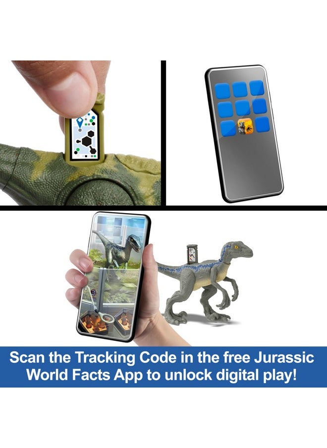 Mattel Jurassic World Track 'n Attack Dinosaur Action Figure, Tyrannosaurus Rex Toy with Lights, Sound, Motion & Accessories, Plus Downloadable App & AR