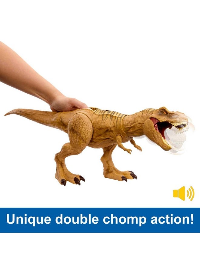 Mattel Jurassic World Track 'n Attack Dinosaur Action Figure, Tyrannosaurus Rex Toy with Lights, Sound, Motion & Accessories, Plus Downloadable App & AR