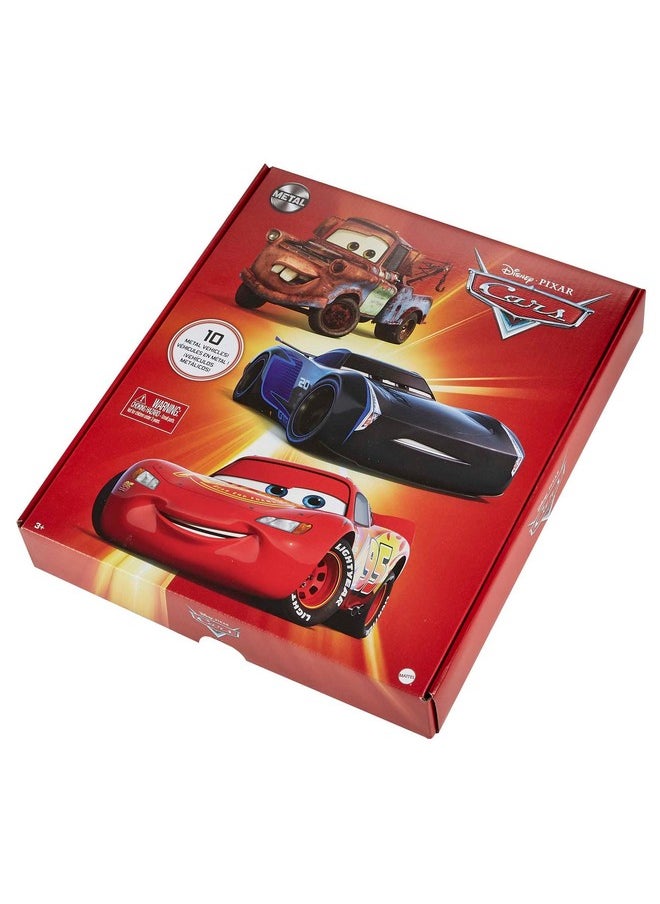 Mattel Disney and Pixar Cars Set of 10 Die-Cast Mini Racers Vehicles, Collectible Set of 1:55 Scale Toy Cars Inspired by Movies