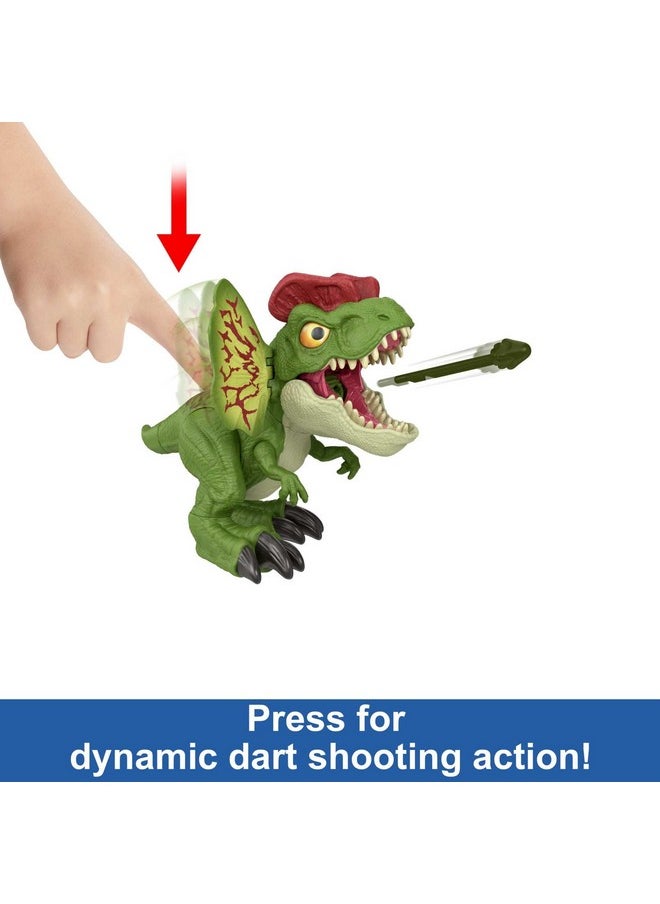 Mattel Jurassic World Uncaged Dinosaur Toy, Fierce Launchin' Dilophosaurus Figure with Shooting Action, Sound & 2 Projectiles