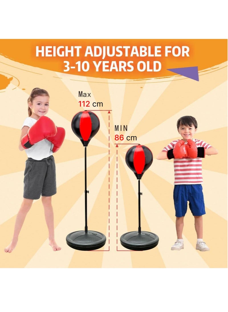 Punching Bag for Kids, Kids Boxing Bag with Stand, 3 4 5 6 7 8 9 10 Years Old Adjustable Kids Punching Bag, Boxing Equipment with Boxing Gloves, Boxing Set as Boys & Girls Toys Gifts