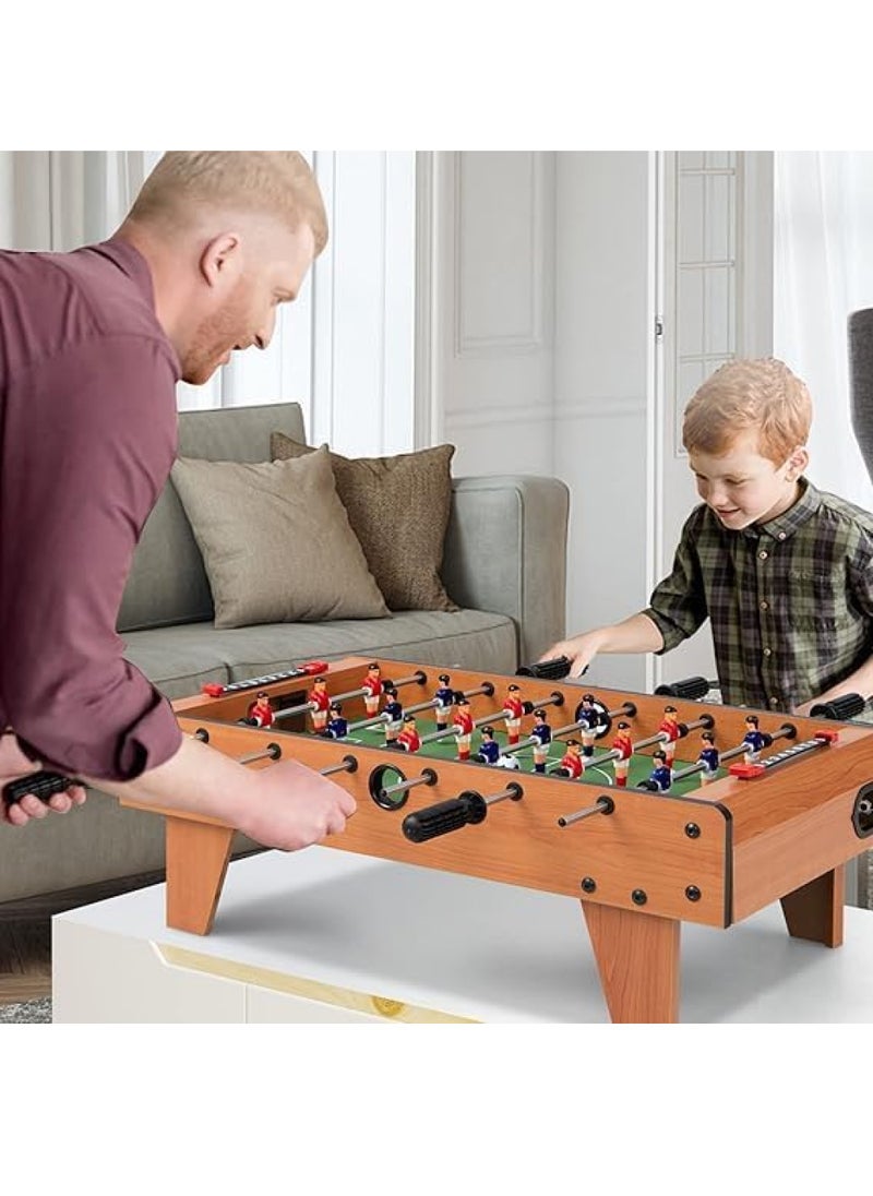 Football Table, Portable Tabletop Soccer Game 2 Footballs & 18 Soccer Players for Family Night, Game Room, Arcades, Bars, Parties, Wooden Football Game Set for Adults & Kids