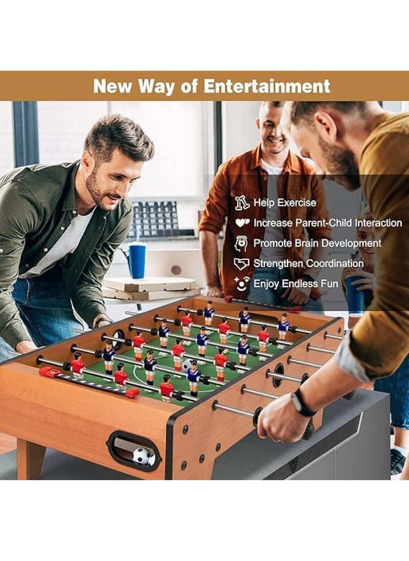 Football Table, Portable Tabletop Soccer Game 2 Footballs & 18 Soccer Players for Family Night, Game Room, Arcades, Bars, Parties, Wooden Football Game Set for Adults & Kids