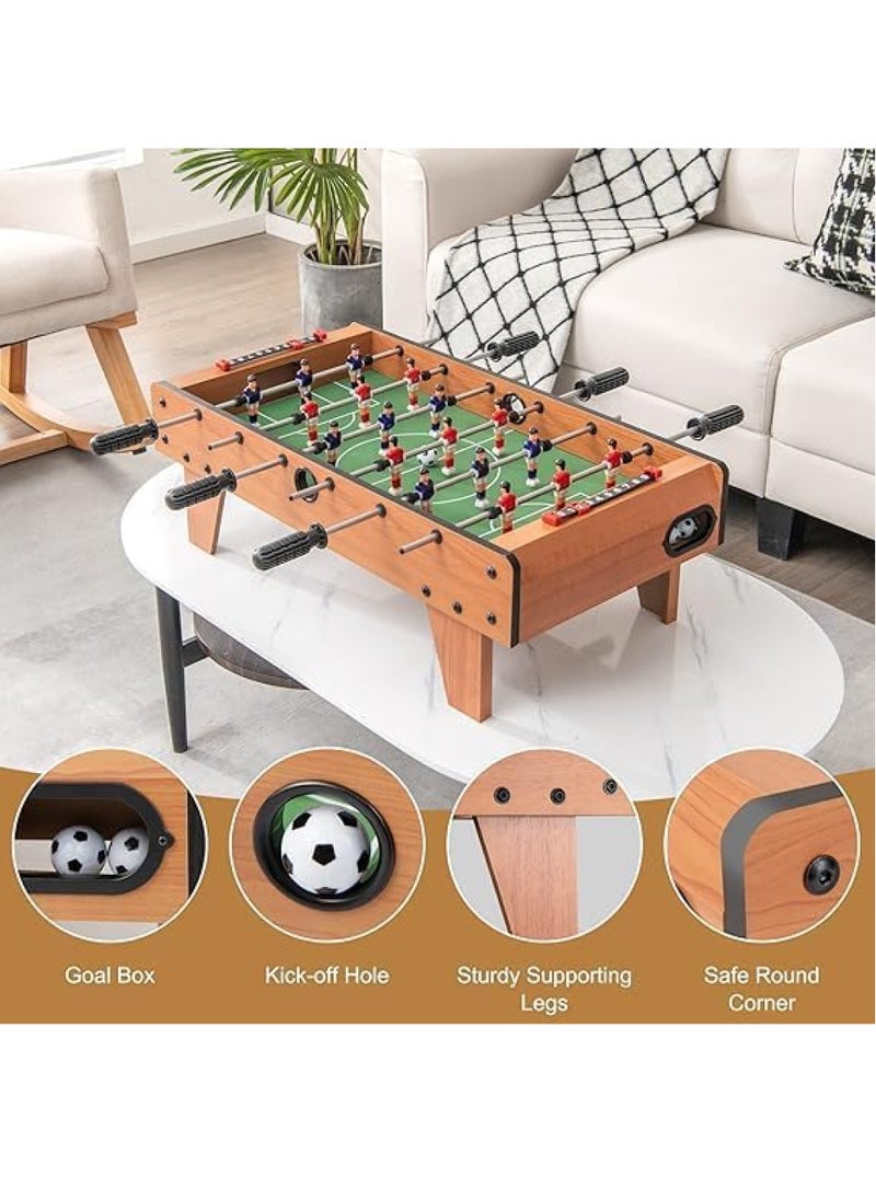 Football Table, Portable Tabletop Soccer Game 2 Footballs & 18 Soccer Players for Family Night, Game Room, Arcades, Bars, Parties, Wooden Football Game Set for Adults & Kids