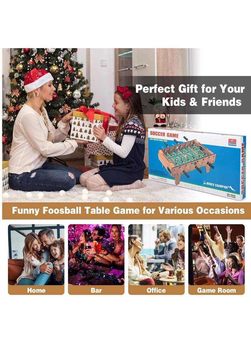 Football Table, Portable Tabletop Soccer Game 2 Footballs & 18 Soccer Players for Family Night, Game Room, Arcades, Bars, Parties, Wooden Football Game Set for Adults & Kids