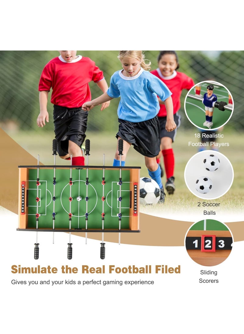 Football Table, Portable Tabletop Soccer Game 2 Footballs & 18 Soccer Players for Family Night, Game Room, Arcades, Bars, Parties, Wooden Football Game Set for Adults & Kids