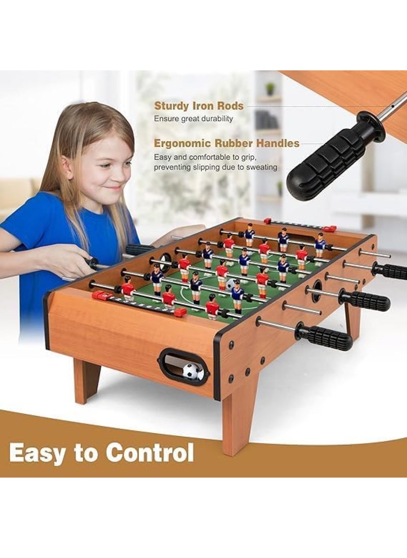 Football Table, Portable Tabletop Soccer Game 2 Footballs & 18 Soccer Players for Family Night, Game Room, Arcades, Bars, Parties, Wooden Football Game Set for Adults & Kids