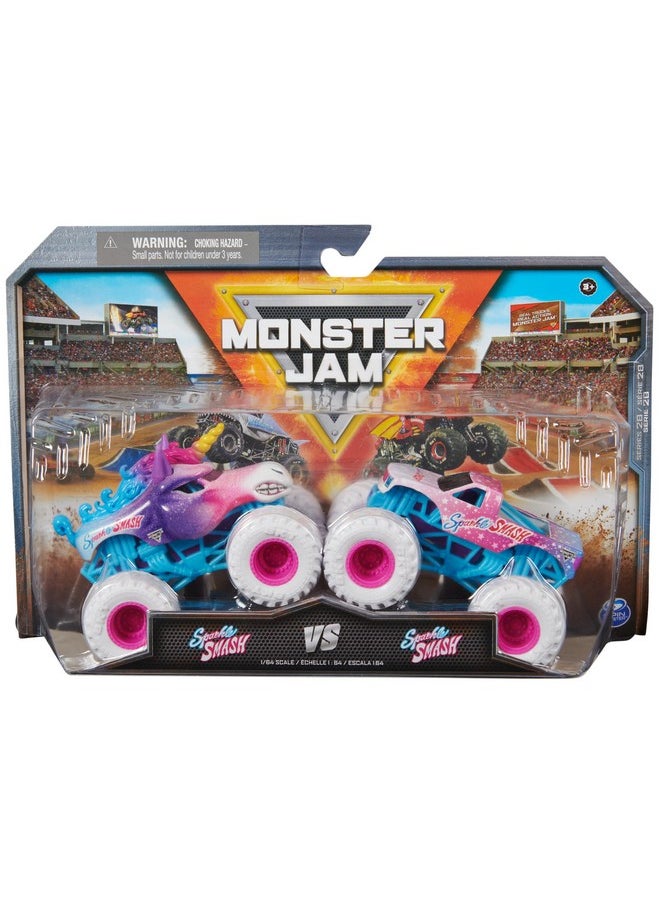 Monster Jam, Official Sparkle Smash Vs. Sparkle Smash Die-Cast Monster Trucks, 1:64 Scale, Kids Toys for Boys Ages 3 and up