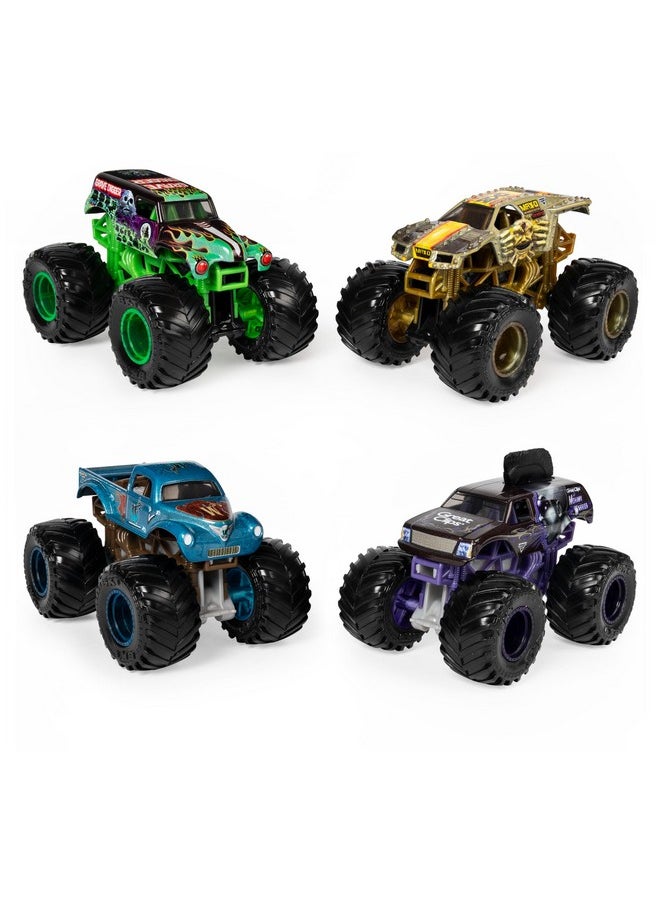 Monster Jam, Official Reveal The Steel 4-Pack of Color-Changing Die-Cast Monster Trucks, 1:64 Scale