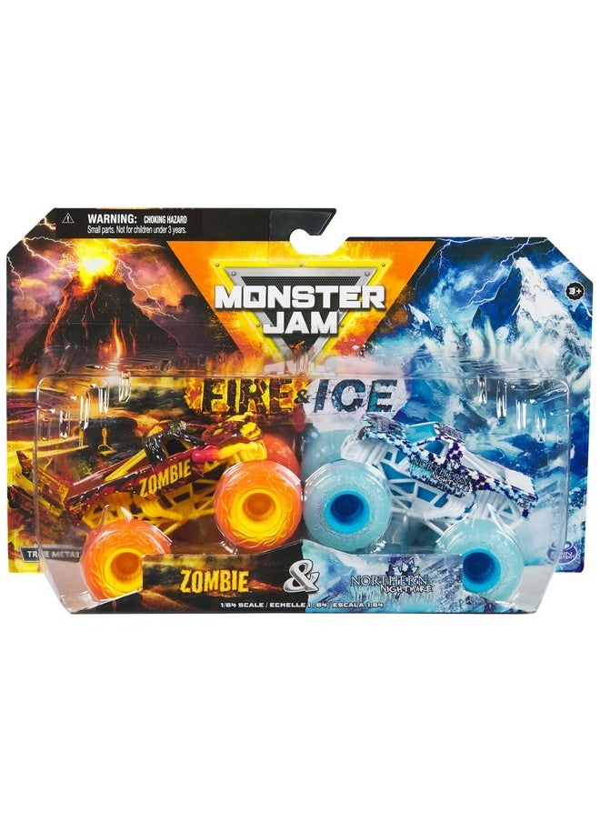 Monster Jam 2024 Fire & Ice 1:64 Diecast Monster Truck 2-pack Zombie & Northern Nightmare