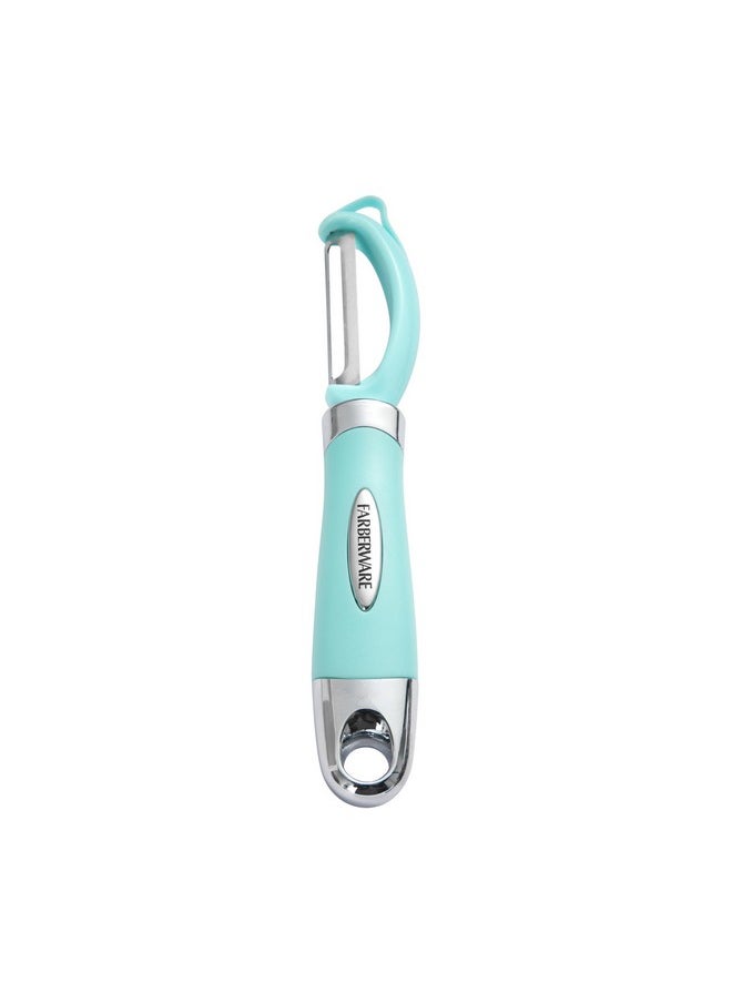 Farberware Euro Peeler, a Kitchen Essential for Quick and Easy Peeling of Produce, Chocolate, Cheeses and More, Features Hang-Hole for Easy Storage, Dishwasher Safe, Aqua Sky