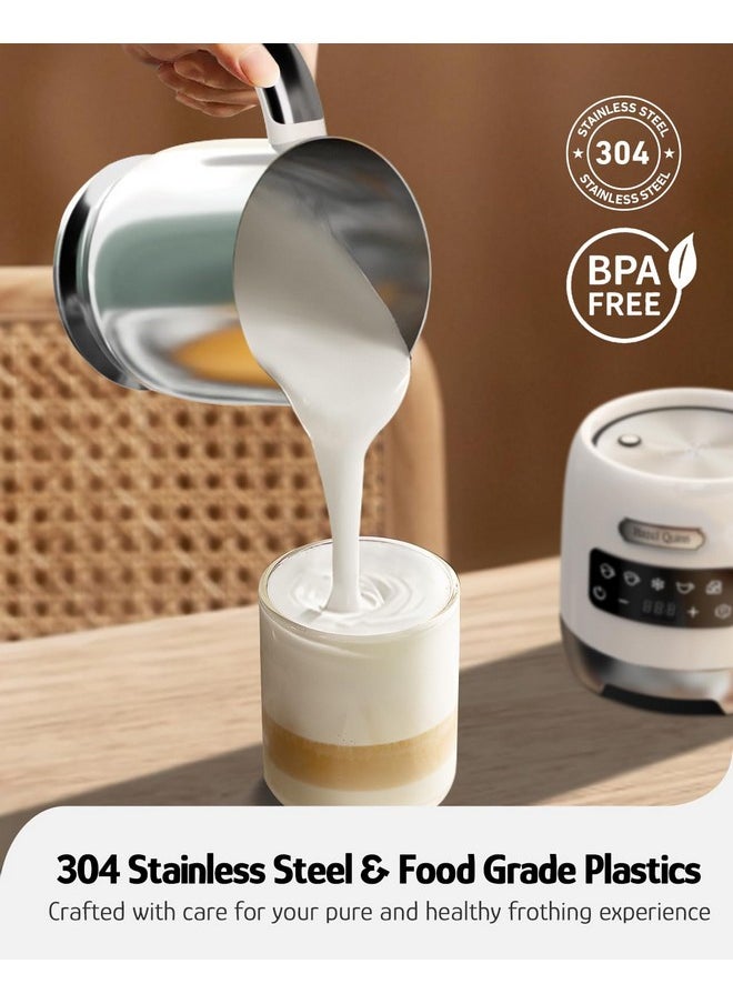 Hazel Quinn Milk Frother, 5 Functions, Variable Temp & Thickness Frother and Steamer, Detachable for Dishwasher Safe, 400ML/13.5OZ for Hot & Cold Latte, Cappuccino - Pearl White