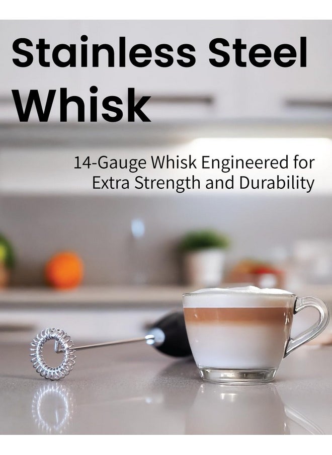 Elementi Milk Frother Wand & Matcha Mixer - Coffee Frother Handheld - Mini Frother with Stand - Milk Frother Handheld - Coffee Stirrers Electric Matcha Frother & Milk Foamer (Black)