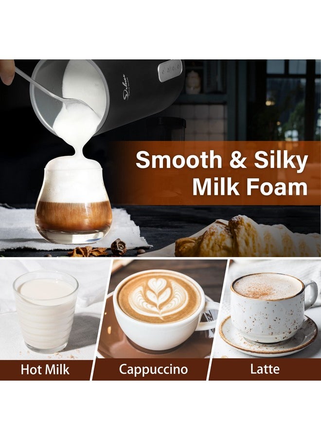 Simple Deluxe Automatic Milk Frother, 4-in-1 Electric Milk Steamer, 250ml/8.4oz Hot and Cold Milk Foam Maker and Milk Warmer for Latte, Macchiato, Cappuccinos, Classic Black